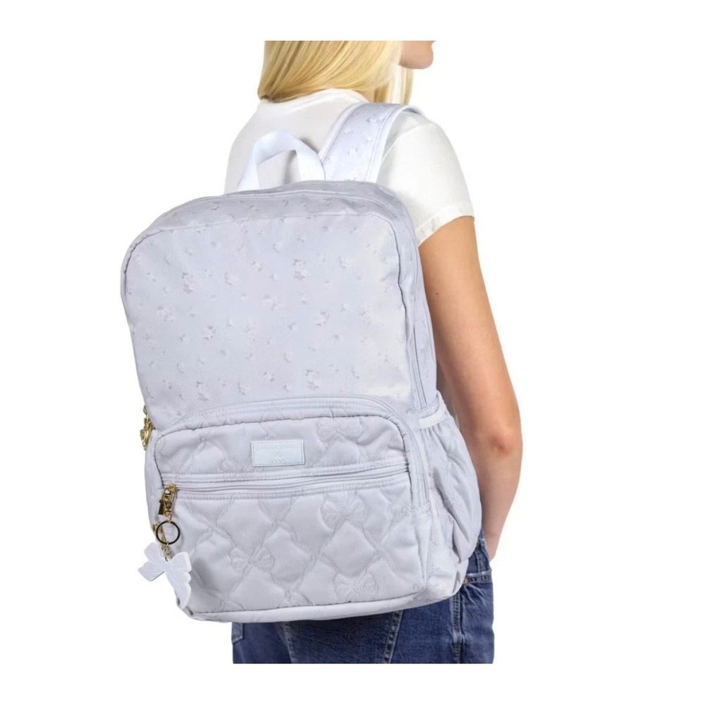 LoveShackFancy x Yoobi Lavender Floral Quilted Bow Backpack with Laptop Sleeve - Picture 7 of 10